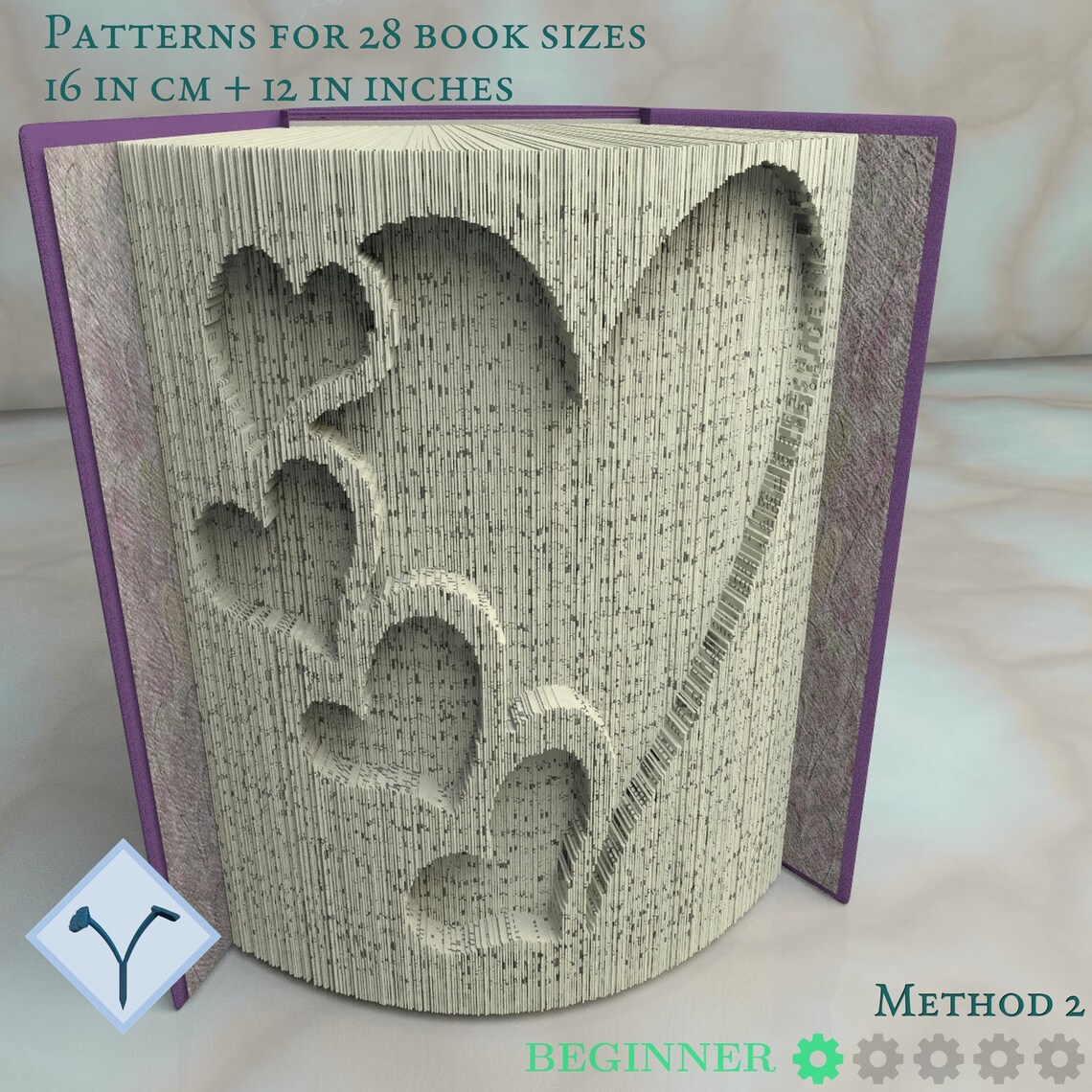 Hearts: Book Folding Pattern Instruction DIY Folded Book Art | Etsy