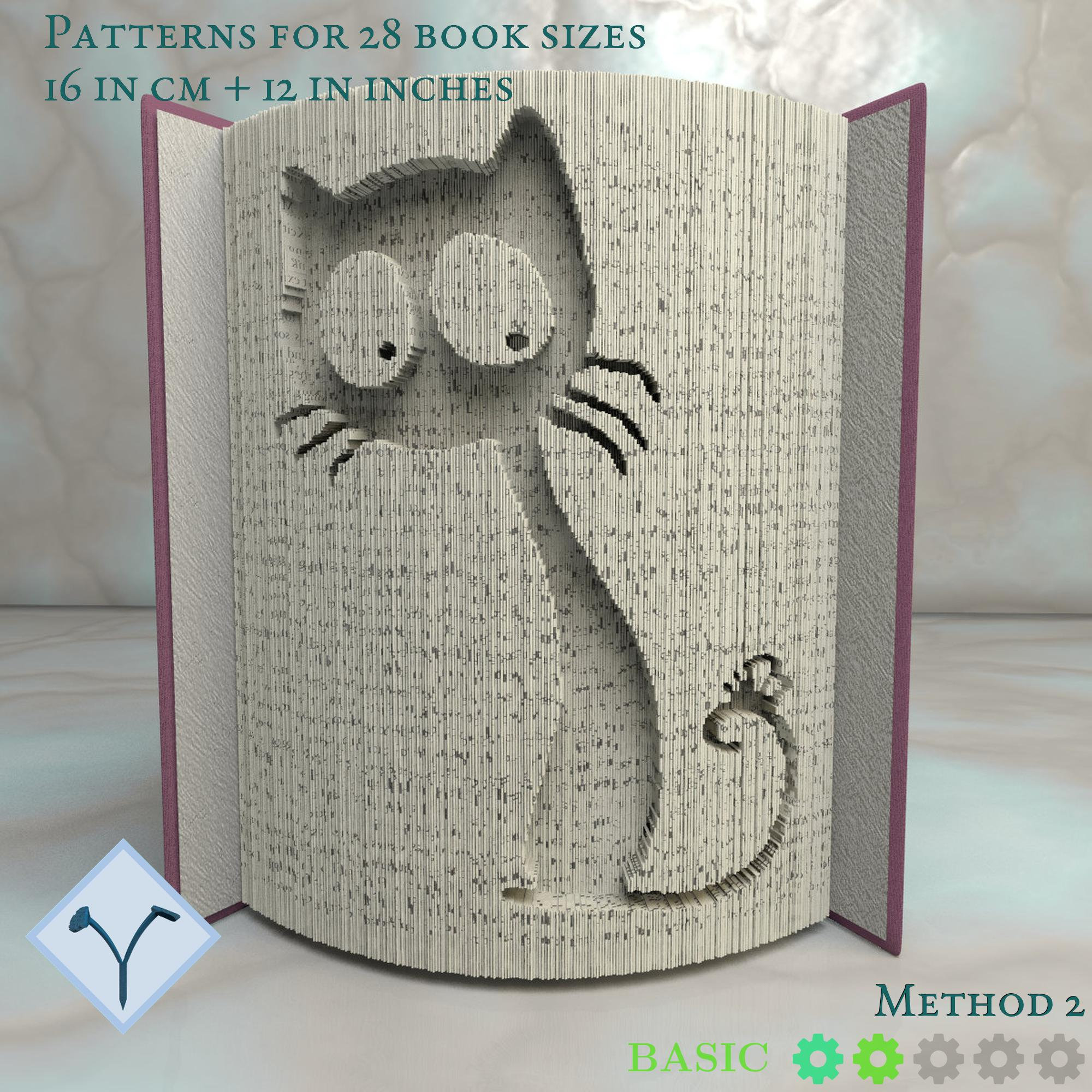 Surprised Cat Book Folding Pattern Instruction DIY folded Etsy