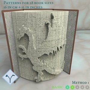 Standing Dragon: Book Folding Pattern, Instruction DIY folded book art, cut and fold books & only cut free patterns free texture image 2