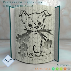 Cucciolo Di Cartone Animato Con Fiori: Modello di libro pieghevole, Istruzioni per tagliare e piegare libri e tagliare solo + struttura