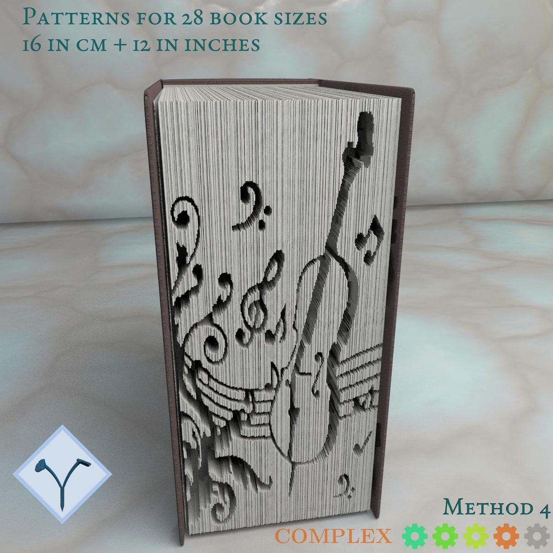Cello Musical Notes Book Folding Pattern Instruction DIY Etsy