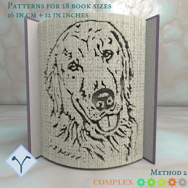 Dog Golden Retriever: Book Folding Pattern, Instruction DIY folded book art, cut and fold books & only cut + free patterns + free texture