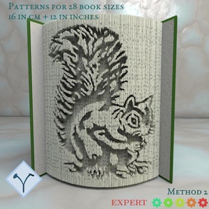 Squirrel: Book Folding Pattern, Instruction DIY folded book art, cut and fold books & only cut, free patterns + texture
