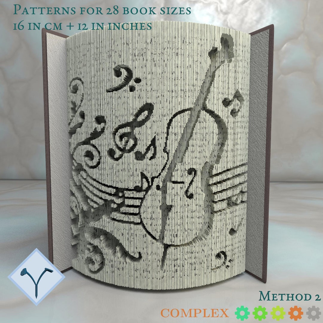 Cello + Musical Notes: DIY Cut & Fold Art, Book Folding Pattern and ...