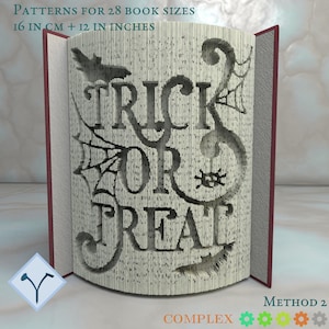 Halloween - Trick Or Treat: Book Folding Pattern, Instruction DIY folded book art, cut and fold books & only cut, free patterns + texture