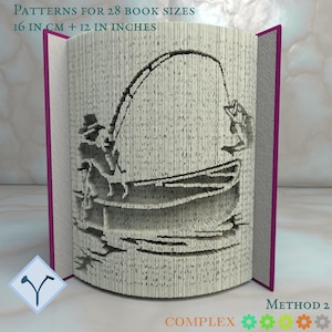 Pêcheur Attrapant Du Poisson: Patron Pour Livre Plié, Instruction bricolage livre art plié, pliés-découpés, modèles + texture gratuite