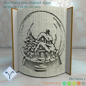 Christmas Snow Globe - Hut: Book Folding Pattern, Instruction DIY folded book art, cut and fold books & only cut, free patterns + texture