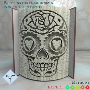 Halloween - Skull With Rose: DIY Cut & Fold Art, Book Folding Pattern and Instructions (PDF)