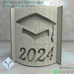 Graduation Cap: Book Folding Pattern, Instruction DIY folded book art, cut and fold books & only cut, free patterns + texture