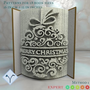 Christmas Ball: Book Folding Pattern, Instruction DIY folded book art, cut and fold books & only cut + free patterns + free texture