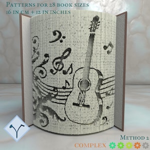 Chitarra Note Musicali: Modello libro pieghevole, Istruzioni per tagliare e piegare libri e solo taglio, struttura + modelli gratuiti