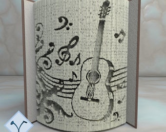 Guitare Et Musique: Patron Pour Livre Plié, Instruction bricolage livre art plié, pliés-découpés, modèles + texture gratuite