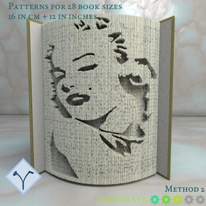 Marilyn Monroe: Book Folding Pattern, Instruction DIY folded book art, cut and fold books & only cut + free patterns + free texture