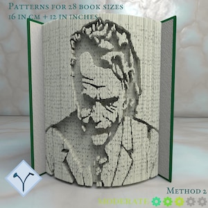 Joker: Book Folding Pattern, Instruction DIY folded book art, cut and fold books & only cut + free patterns + free texture