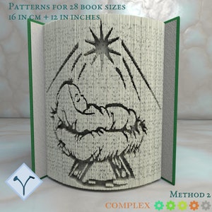 Christ Child - Crib: Book Folding Pattern, Instruction DIY folded book art, cut and fold books & only cut + free patterns + free texture