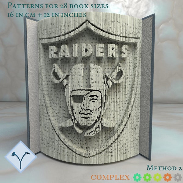 Nfl Team - Las Vegas Raiders: Book Folding Pattern, Instruction DIY folded book art, cut and fold books & only cut, free patterns + texture