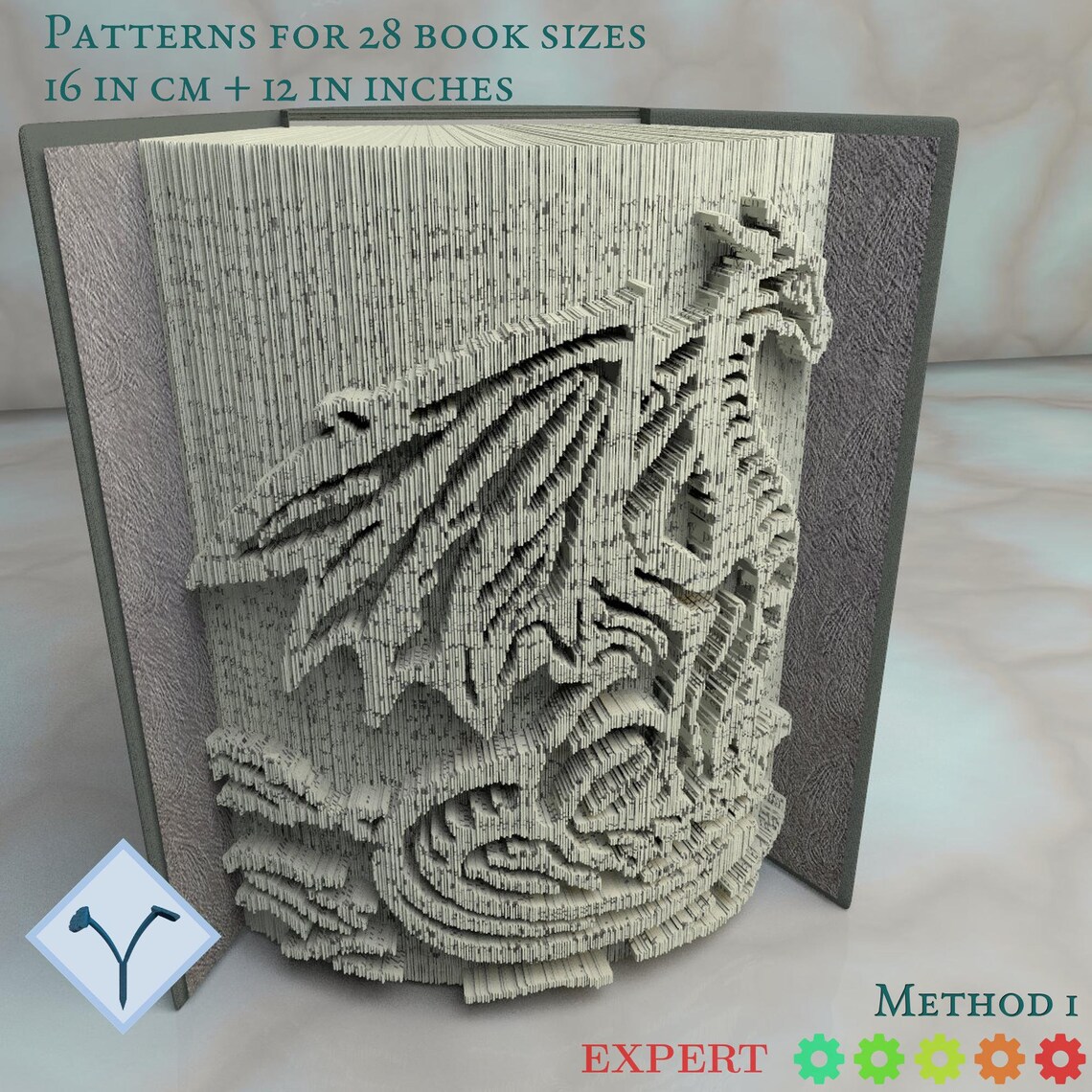 Sitting European Dragon: DIY Cut & Fold Art, Book Folding Pattern and ...