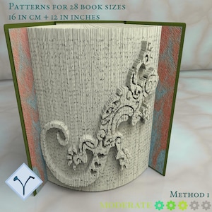 Lizard: Book Folding Pattern, Instruction DIY folded book art, cut and fold books & only cut + free patterns + free texture