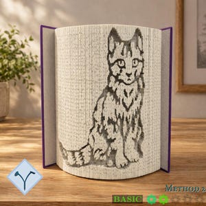 Lindo Gato: Libros de Cortar y Cortar-Plegar, Instrucciones para esculpir libros, Arte de libro, patrones libres + textura libre