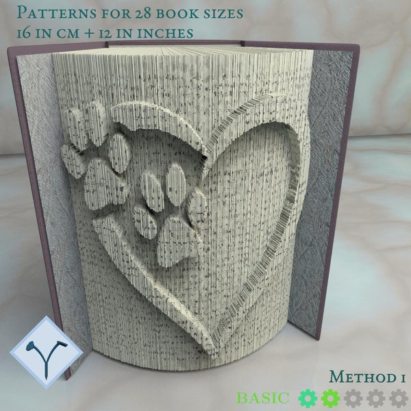 Dog's Paw Prints: Book Folding Pattern, Instruction DIY folded book art, cut and fold books & only cut, free patterns + texture