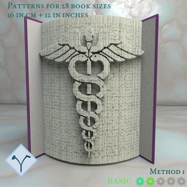 Medicine Symbol: Book Folding Pattern, Instruction DIY folded book art, cut and fold books & only cut, free patterns + texture