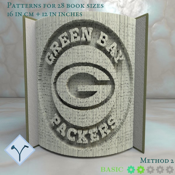 NFL Green Bay Packers: Book Folding Pattern, Instruction DIY folded book art, cut and fold books & only cut + free patterns + free texture