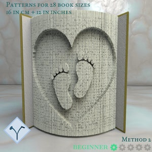 Baby's Feet: Book Folding Pattern, Instruction DIY folded book art, cut and fold books & only cut + free patterns + free texture