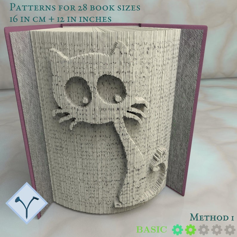 Surprised Cat Book Folding Pattern Instruction DIY folded Etsy