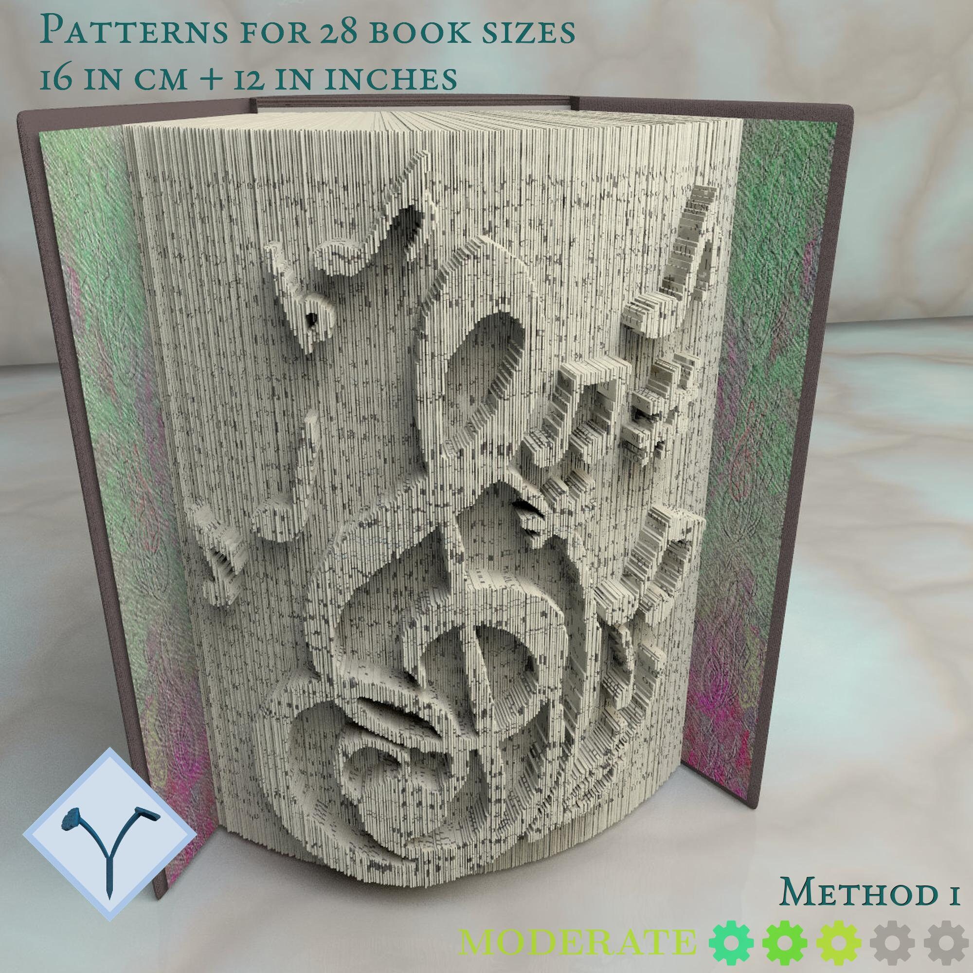 Treble Clef + Notes: Book Folding Pattern, Instruction DIY Folded Book ...