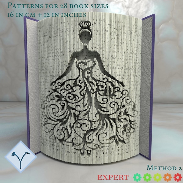 Bride And Wedding Dress: Book Folding Pattern, Instruction DIY folded book art, cut and fold books & only cut, free patterns + texture