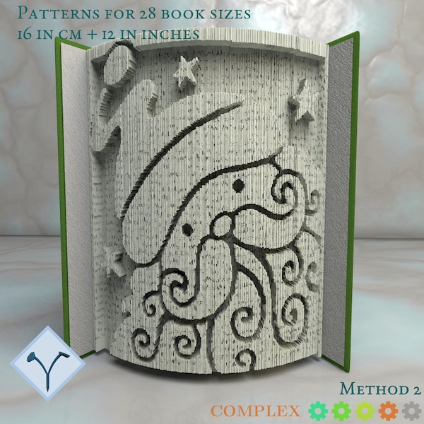 Christmas Santa Claus: Book Folding Pattern, Instruction DIY folded book art, cut and fold books & only cut + free patterns + free texture