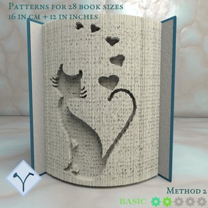 Gatto Con Il Cuore: Modello di libro pieghevole, Istruzioni per tagliare e piegare libri e tagliare solo, struttura + modelli gratuiti