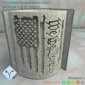 USA Flag - We The People: Book Folding Pattern, Instruction DIY folded book art, cut and fold books & only cut, free patterns + texture