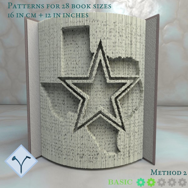 NFL Dallas Cowboys: Book Folding Pattern, Instruction DIY folded book art, cut and fold books & only cut + free patterns + free texture