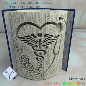 Medicine Symbol - Stethoscope: Book Folding Pattern, Instruction DIY folded book art, cut and fold books & only cut, free patterns + texture