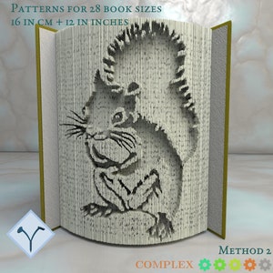 Squirrel: Book Folding Pattern, Instruction DIY folded book art, cut and fold books & only cut, free patterns + texture