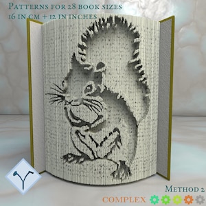 Squirrel: Book Folding Pattern, Instruction DIY folded book art, cut and fold books & only cut, free patterns + texture