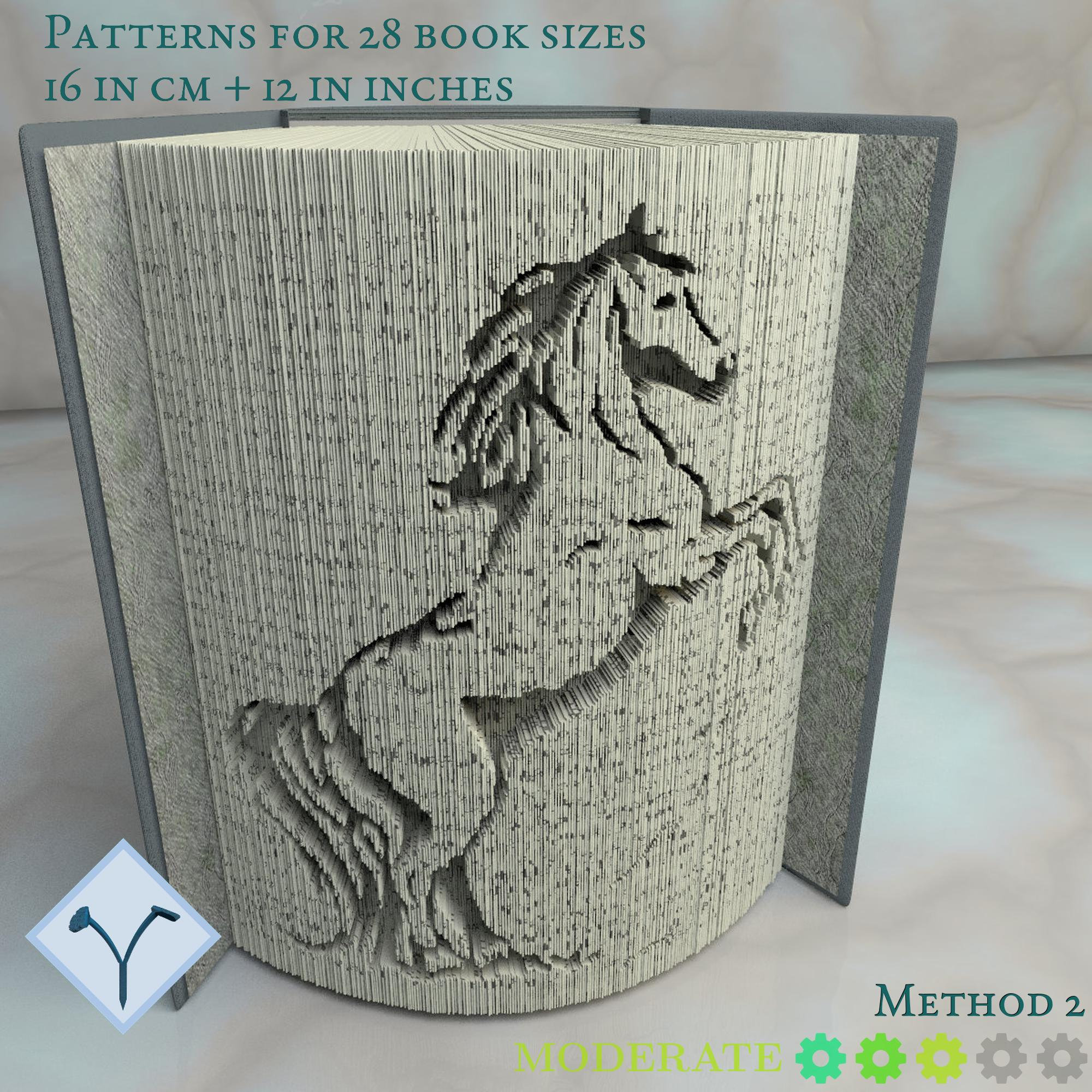 Rearing Horse: Book Folding Pattern Instruction DIY folded | Etsy