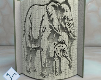 Elephants: Book Folding Pattern, Instruction DIY folded book art, cut and fold books & only cut + free patterns + free texture