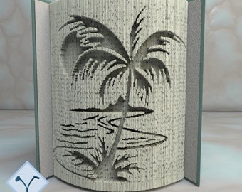 Landscape Palm Tree Beach: DIY Cut & Fold Art, Book Folding Pattern and Instructions (PDF)