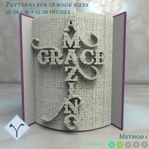 Cross - Amazing Grace: Book Folding Pattern, Instruction DIY folded book art, cut and fold books & only cut + free patterns + free texture
