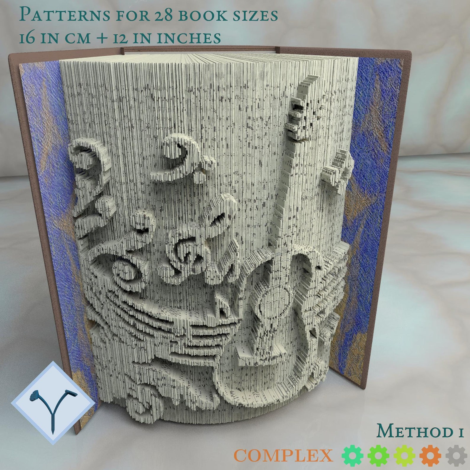 Guitar Musical Notes Book Folding Pattern Instruction DIY Etsy