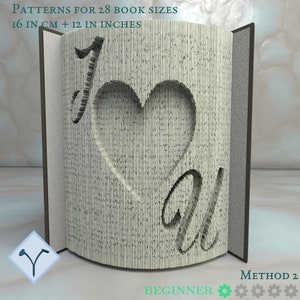 I Love You: Book Folding Pattern, Instruction DIY folded book art, cut and fold books & only cut + free patterns + free texture