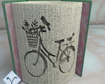City Bike: Book Folding Pattern, Instruction DIY folded book art, cut and fold books & only cut + free patterns + free texture