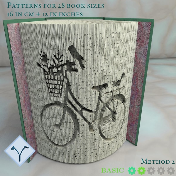 City Bike: Book Folding Pattern, Instruction DIY folded book art, cut and fold books & only cut + free patterns + free texture