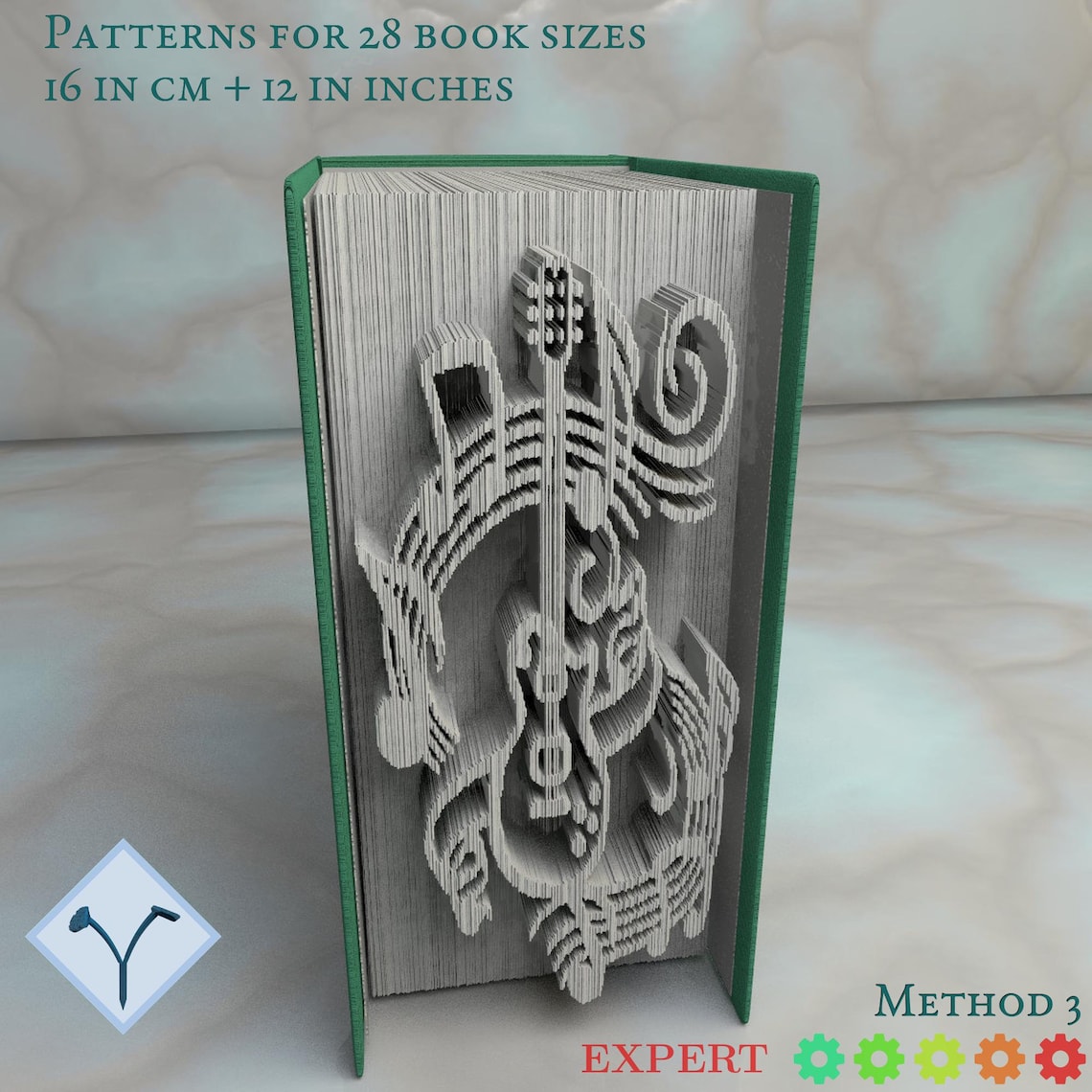 Guitar Musical Notes Book Folding Pattern Instruction DIY Etsy
