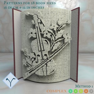 Violino E Fiori: Modello di libro pieghevole, Istruzioni per tagliare e piegare libri e tagliare solo, struttura + modelli gratuiti
