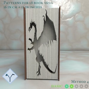 Standing Dragon: Book Folding Pattern, Instruction DIY folded book art, cut and fold books & only cut free patterns free texture image 7