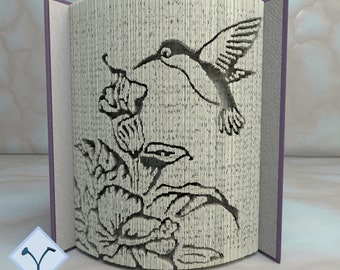 Hummingbird + Lily: Book Folding Pattern, Instruction DIY folded book art, cut and fold books & only cut + free patterns + free texture