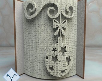 Christmas Ball: Book Folding Pattern, Instruction DIY folded book art, cut and fold books & only cut + free patterns + free texture